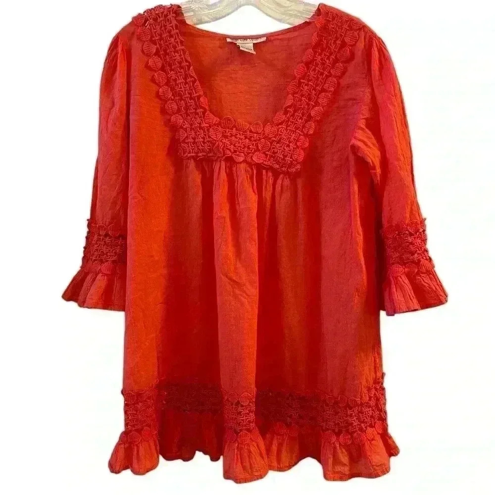 Cute Options XL Red‎ (red/pink) Bohemian Tunic Dress 3/4 Sleeve Casual Summer